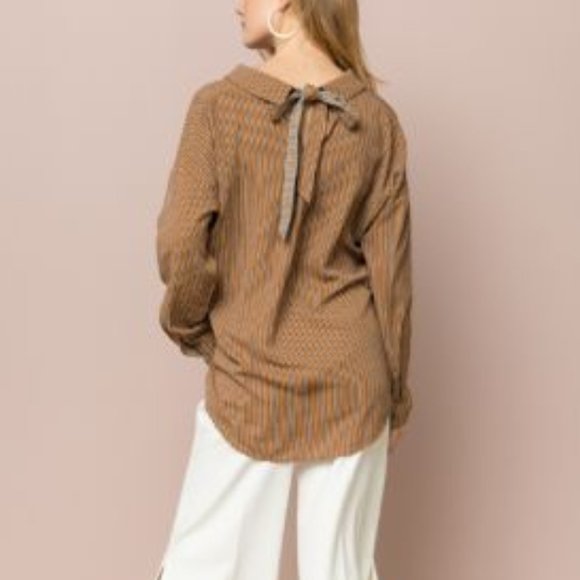 Tops - Hem & Thread Tie Back Button Up Blouse